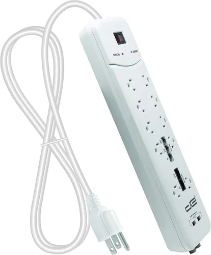 Vista 2 de Digital Energy Protector contra sobretensiones resistente de 10 salidas de enchufe recto de 4050 julios (8 pies, WHT)