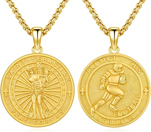 Vista 118 de 925 Sterling Silver Patron Saint Amulet Necklace for Men Women plateado