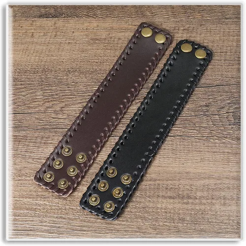 Vista 6 de Xusamss Pulsera de cuero punk, pulsera ajustable a presión