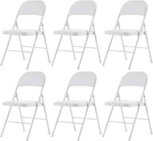 Vista 14 de Paquete de 4 sillas plegables negras, sillas plegables acolchadas con asiento y respaldo de piel sintética, sillas plegables de metal portátiles