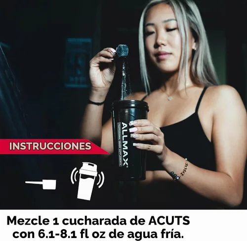 Vista 5 de ALLMAX A:CUTS Bebida energética cargada de aminoácidos, sabor frambuesa azul - 210 g - con cafeína, extracto de café verde, L-carnitina y 2000 mg