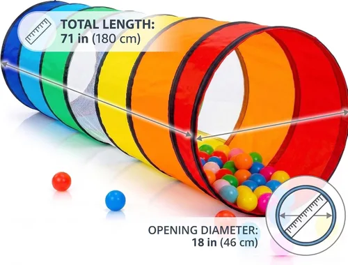 Vista 7 de Tienda de campaña de túnel de juego para niños pequeños, colorido juguete de túnel de gateo desplegable para bebés o mascotas, regalo plegable