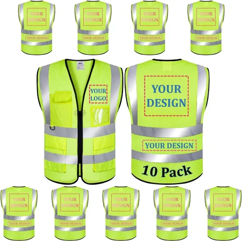Vista 18 de BeautyWill Chaleco de Seguridad con Logo Personalizado Clase 2 Chaleco Reflectante de Alta Visibilidad Chaleco de Construcción Transpirable