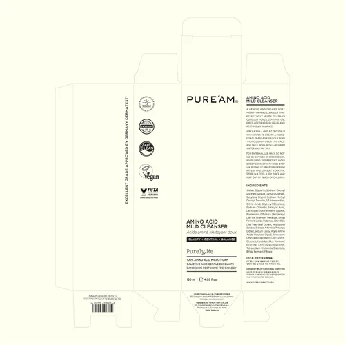 Vista 9 de PURE'AM - Lavado facial suave con aminoácidos, ácido salicílico - 4.05 onzas líquidas, 4.1 fl oz - Limpiador facial coreano - Clarificación, espuma