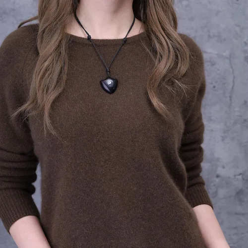 Vista 3 de COAI Collar de amuleto con colgante de obsidiana negra, Piedra, Obsidiana