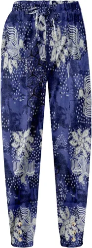 Vista 2 de DUOWEI Pantalones casuales relajados para mujer, pantalones capri de cintura alta con cordón y bolsillos, pantalones cortos de pierna ancha