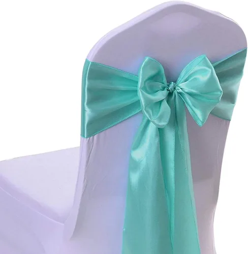 Vista 12 de Paquete de 10 bandas de satén rosa claro para silla, lazos para sillas de boda de 7 x 108 pulgadas para banquetes, decoraciones de fiestas, eventos
