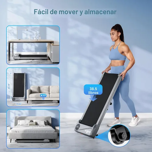 Vista 7 de THERUN Caminadora para debajo del escritorio, capacidad de peso de 265 libras, control remoto Plateado oscuro