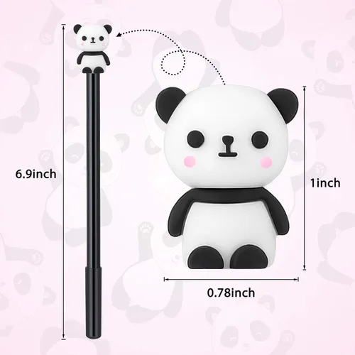 Vista 2 de Zonon 20 bolígrafos de panda de 0.020 in de tinta de gel negro, lindos dibujos animados, panda kawaii, suministros de escritura de animales