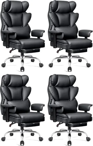 Vista 16 de BESTFAIR Silla de Oficina Grande y Alta - Silla Ejecutiva de Servicio Pesado 400 LBS con Soporte Lumbar y Reposapiés, Silla de Escritorio Ergonómica