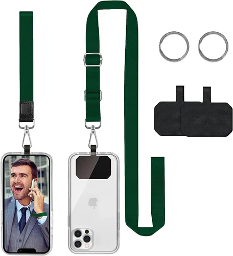 Vista 14 de Cordón cruzado para teléfono celular, correas ajustables para el cuello para el hombro con cordón de muñeca, almohadillas de sujeción para teléfono