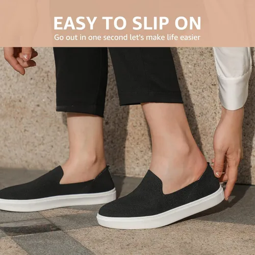 Vista 3 de STQ Zapatos sin cordones para mujer, transpirables, de moda, cómodos, de punto, casuales