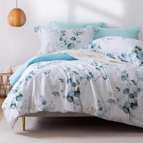 Vista 14 de MILDLY Juego de funda nórdica floral de mármol azul y verde acuarela 3