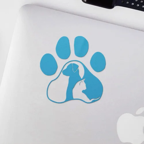 Vista 3 de Adhesivos adhesivos de pata de perro y gato 2 (azul celeste) (juego de 2) calcomanías de vinilo impermeables de alta calidad para laptop, teléfono