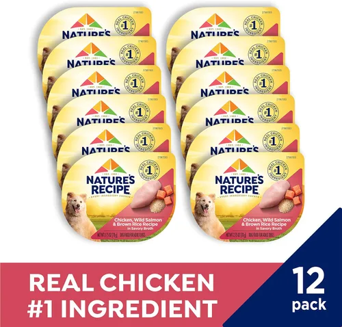 Vista 3 de Nature's Recipe Wet Dog Food, receta de pollo y salmón salvaje en caldo, taza de 2.75 onzas (paquete de 12)