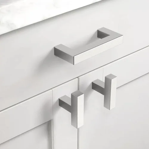 Vista 2 de Asidrama - Paquete de 10 manijas de gabinete de cocina de níquel satinado cepillado de 3 pulgadas (76 mm), tiradores de gabinete de acero