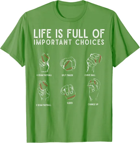 Vista 22 de Tipos de béisbol Pitches Life Choices Jugador Camiseta