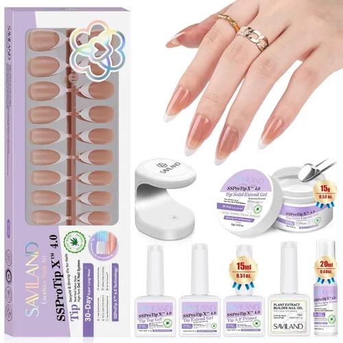 Vista 14 de SAVILAND Juego de iniciación de kit de uñas de gel: gel de pegamento de uñas de 14 días y 500 puntas de uñas de alta transparencia para presionar