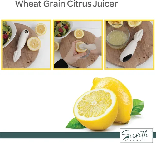 Vista 3 de Servette Home Escariador cítrico de paja de trigo, 6.5 pulgadas, respetuoso del medio ambiente, para limones, limas, naranjas, pomelo