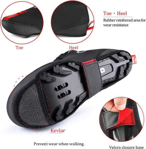 Vista 4 de CXWXC Cycling Shoe Covers Neoprene Waterproof,Winter Thermal Warm Full Bicycle Overshoes for Men Women,Road Mountain Bike Booties