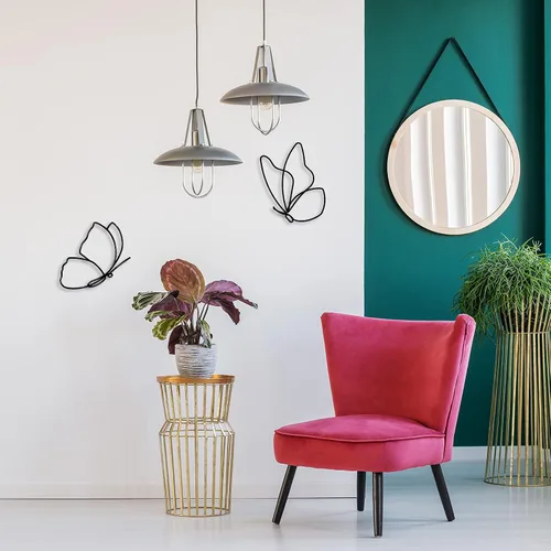 Vista 6 de Hotop 5 piezas de decoración de pared de metal de mariposa de metal, decoración de pared de metal negro, decoraciones colgantes de flores de alambre