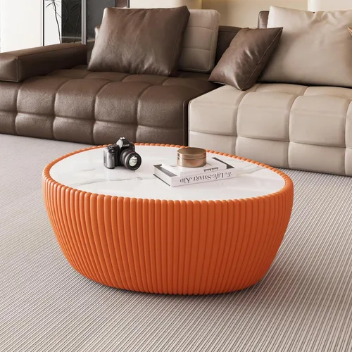Vista 29 de Mesa de centro moderna, mesa de té central circular de 15.75 pulgadas, mesa de cóctel, mesas de centro redondas cilíndricas para sala de estar