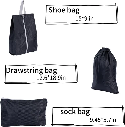 Vista 3 de Abelloly 6 juegos de cubos de viaje de compresión de nailon beige, bolsas organizadoras de viaje para equipaje (grande, mediano, pequeño), tres