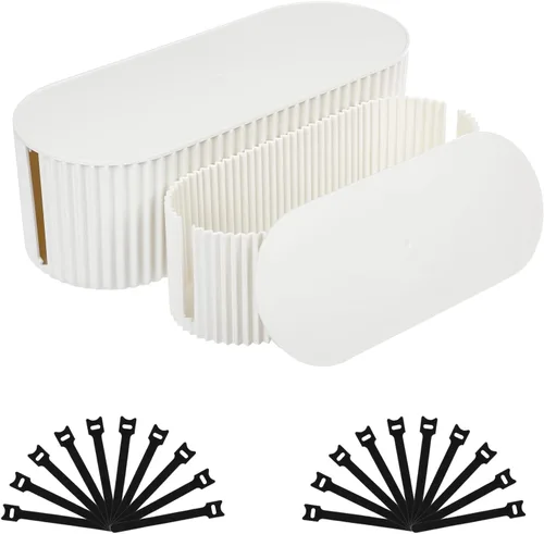 Vista 10 de FABROK Caja de organización de cables, caja organizadora de cables con 10 bridas para cables, almacenamiento de regleta de alimentación para ocultar