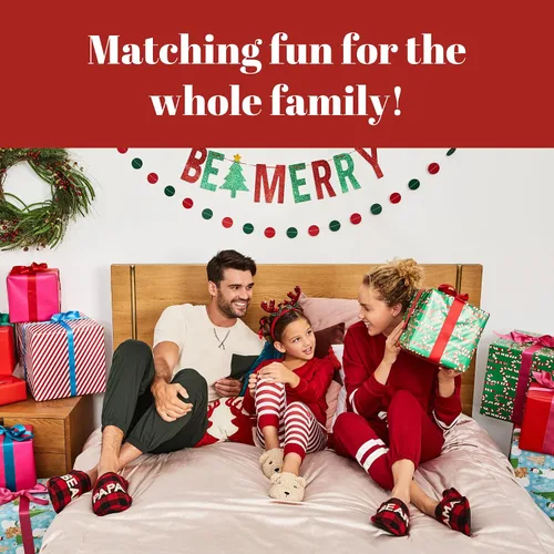 Vista 3 de Dearfoams Pantuflas de Navidad a juego para hombre con diseño de papá oso