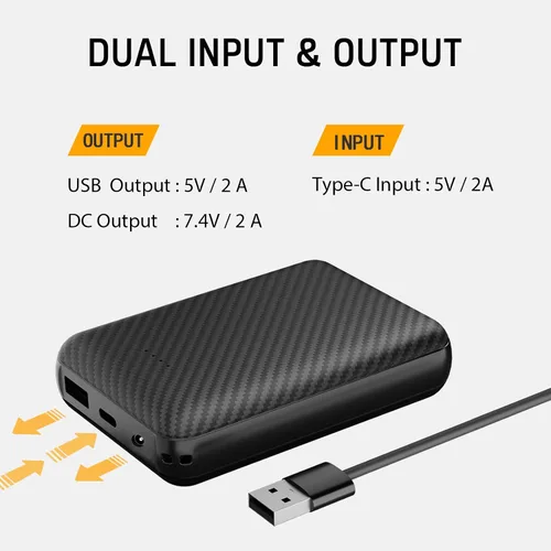Vista 7 de Chaleco calefactable de 7.4 V 7.2 V chaleco calefactado, paquete de baterías, 5 V2 A, recargable, 10000 mAh, batería para chalecos con calefacción