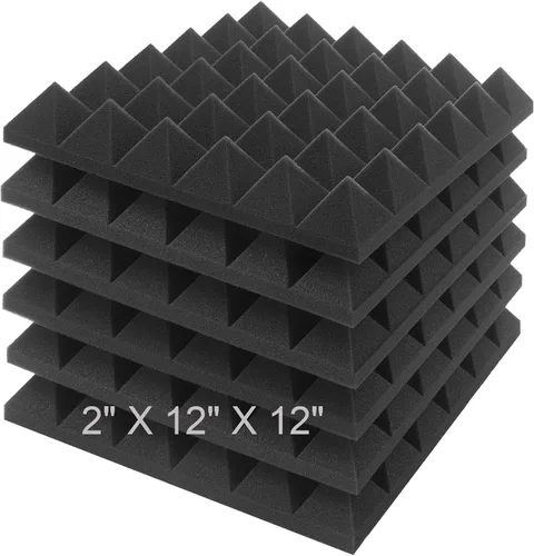 Vista 20 de JBER Paquete de 12 paneles de espuma acústica, paneles de espuma con aislamiento de sonido de 1 x 12 x 12 pulgadas para paredes, cuñas