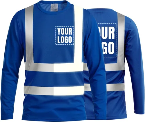 Vista 56 de La alta visibilidad reflexiva de las camisetas de la seguridad del logotipo de encargo Hola Vis de Verde neón - Estilo 8
