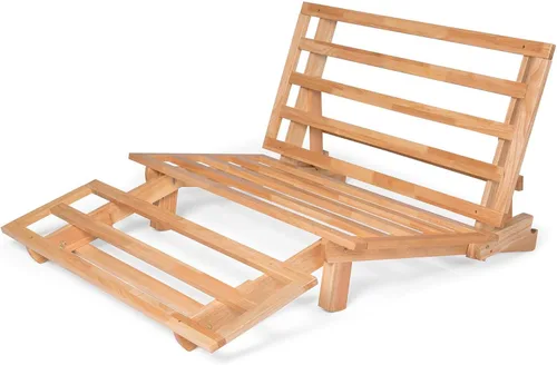 Vista 14 de Nirvana Futons Tumbona de futón doble con colchón de microfibra de madera maciza natural Fudge de microfibra