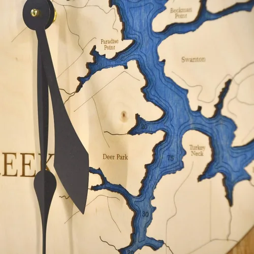 Vista 4 de Sea & Soul Deep Creek Lake - Reloj de pared de madera de 24 pulgadas, fabricado con orgullo en los Estados Unidos, arte de cartas náuticas, regalos
