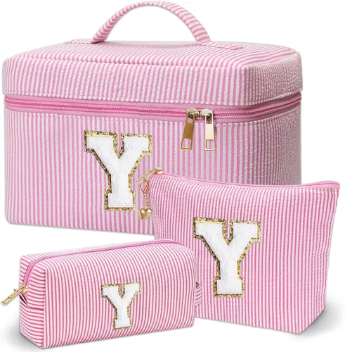 Vista 35 de Bolsa de maquillaje Adoryoung 3 piezas rosa+azul, Azul, A