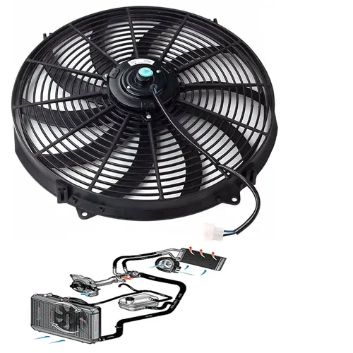 Vista 5 de munirater Ventilador eléctrico de radiador de 16 pulgadas 3000 CFM 12V Termostato Kit de relé de interruptor de cableado
