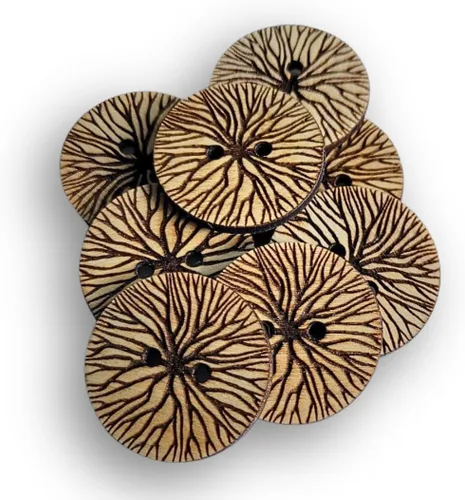 Vista 2 de 20 Piece Rustic Wood Buttons for Crafting Strong Root Buttons for Nature Lovers Knitting Sewing Project Laser Engraved Wooden Buttons