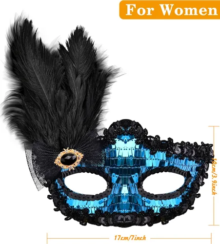 Vista 3 de SIQUK Juego de máscaras para parejas, máscara veneciana para fiesta
