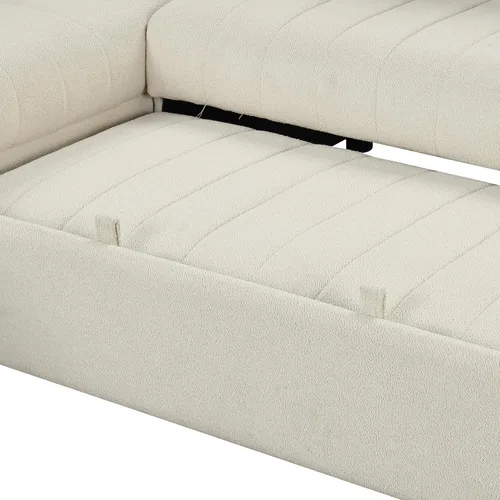 Vista 6 de P PURLOVE Sofá cama modular en forma de L de 82.6 pulgadas, sofá cama convertible con almacenamiento móvil, sofá cama extraíble con dos puertos USB
