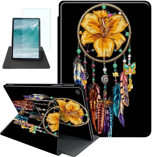 Vista 12 de Rossy Funda para tablet Kindle Fire HD 8 y Fire HD 8 Plus (12ª/10ª generación 2022/2020) + protector de pantalla giratorio de 360 grados, funda