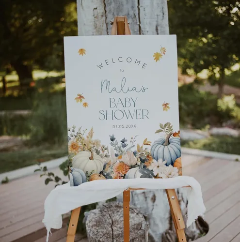 Vista 19 de Cartel de bienvenida de baby shower, cartel de bienvenida editable con texto en inglés "It's a Girl Woodland", letrero de bienvenida de baby shower