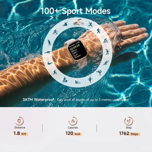 Vista 8 de Reloj inteligente para mujeres, pantalla AMOLED ultra clara de 1.85 pulgadas, smartwatch compatible con iPhone/Samsung/Android, rastreador