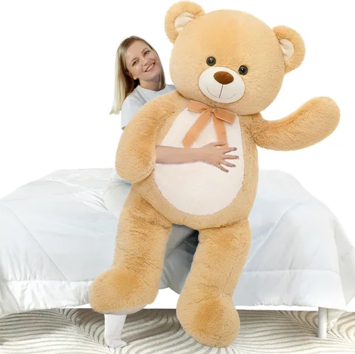 Vista 10 de MorisMos Oso de peluche gigante de 5 pies, 59 pulgadas, oso de peluche negro grande para decoración de fiesta de baby shower, regalo de animal