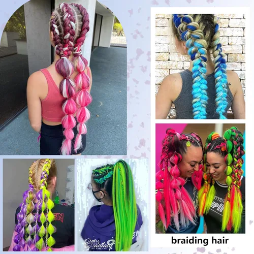 Vista 7 de Cabello trenzado verde con lentejuelas de 26 pulgadas, preestirado, trenzas de textura Yaki, extensiones de cabello pre plumadas, 3 paquetes, fácil