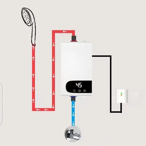 Vista 8 de Calentador de agua caliente instantáneo eléctrico Ducha eléctrica sin tanque Ducha Agua caliente Cocina Baño Calentador de agua instantáneo