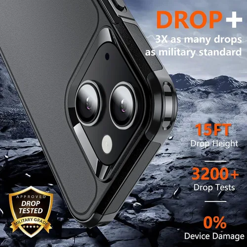 Vista 3 de Funda protectora para iPhone 14/iPhone 13, [grado militar] de 15 pies con 2 protectores de pantalla de vidrio templado, delgada y resistente funda