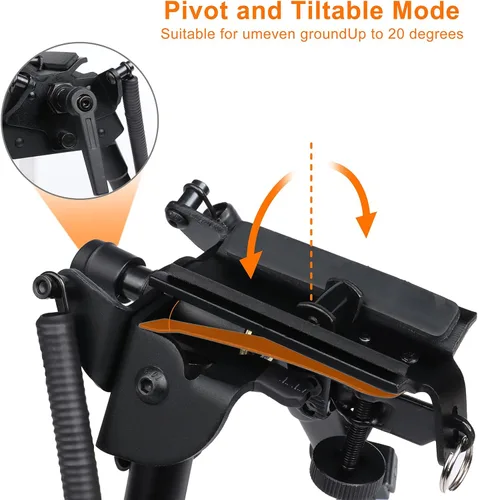 Vista 2 de TWOD - Bípodes tácticos ajustables para rifle de 6-9/6.3-6.9 pulgadas, riel Picatinny con adaptador adicional Bipod with Mount Adapter for Hunting