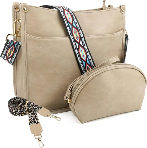 Vista 2 de KOGTLA Bolsos cruzados de cuero Hobo con correa de guitarra para mujer