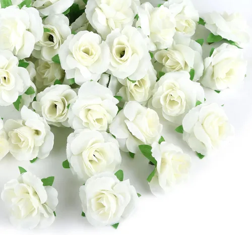 Vista 11 de Kesote 50 rosas artificiales, rosas artificiales de seda pequeñas de 1.6 Negro
