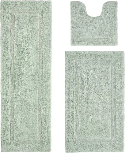 Vista 424 de Better Trends - Juego de 2 alfombras de baño 100% algodón, extra suaves, con borlas, de 17" x 24", alfombra de baño superabsorbente y reversible